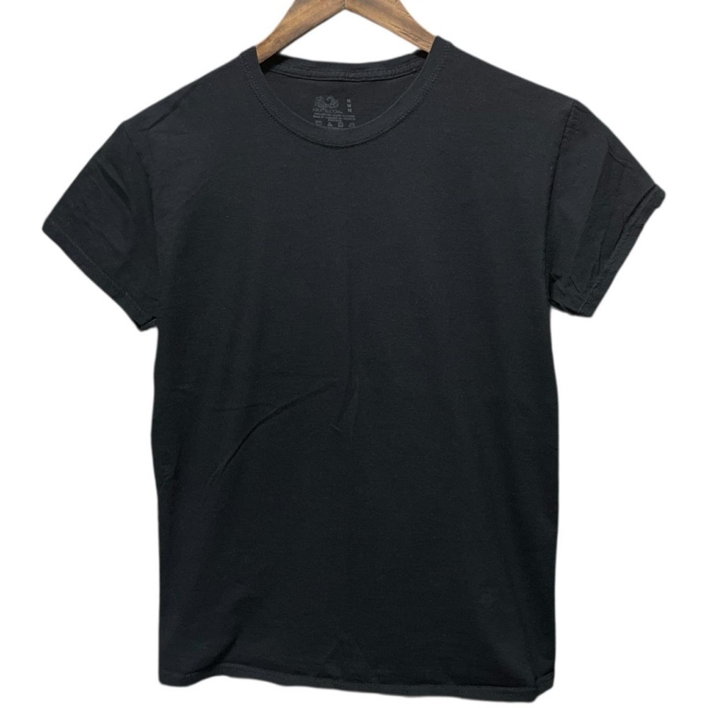 blank black fruit of the Loom short sleeve Crewneck casual basic T-Shirt tee top